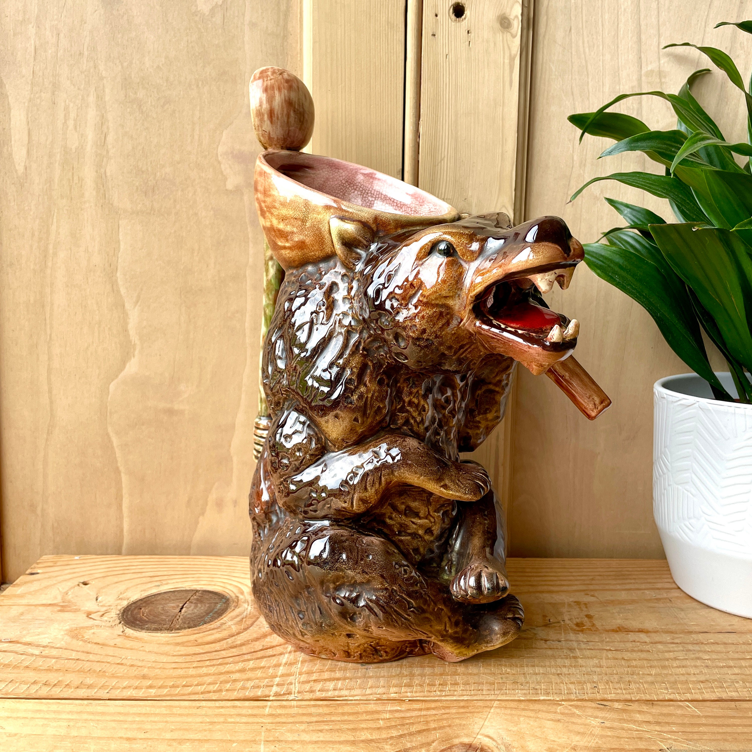 Joseph Holdcroft Majolica Syrup Jugs | Set of Three Bear Syrup