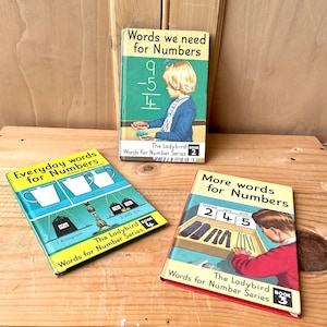 Vintage Early Ladybird Books, Series 661 Books 2, 3 and 4 &quot;Words for Number&quot; sold as a set, collectable books, childrens books,