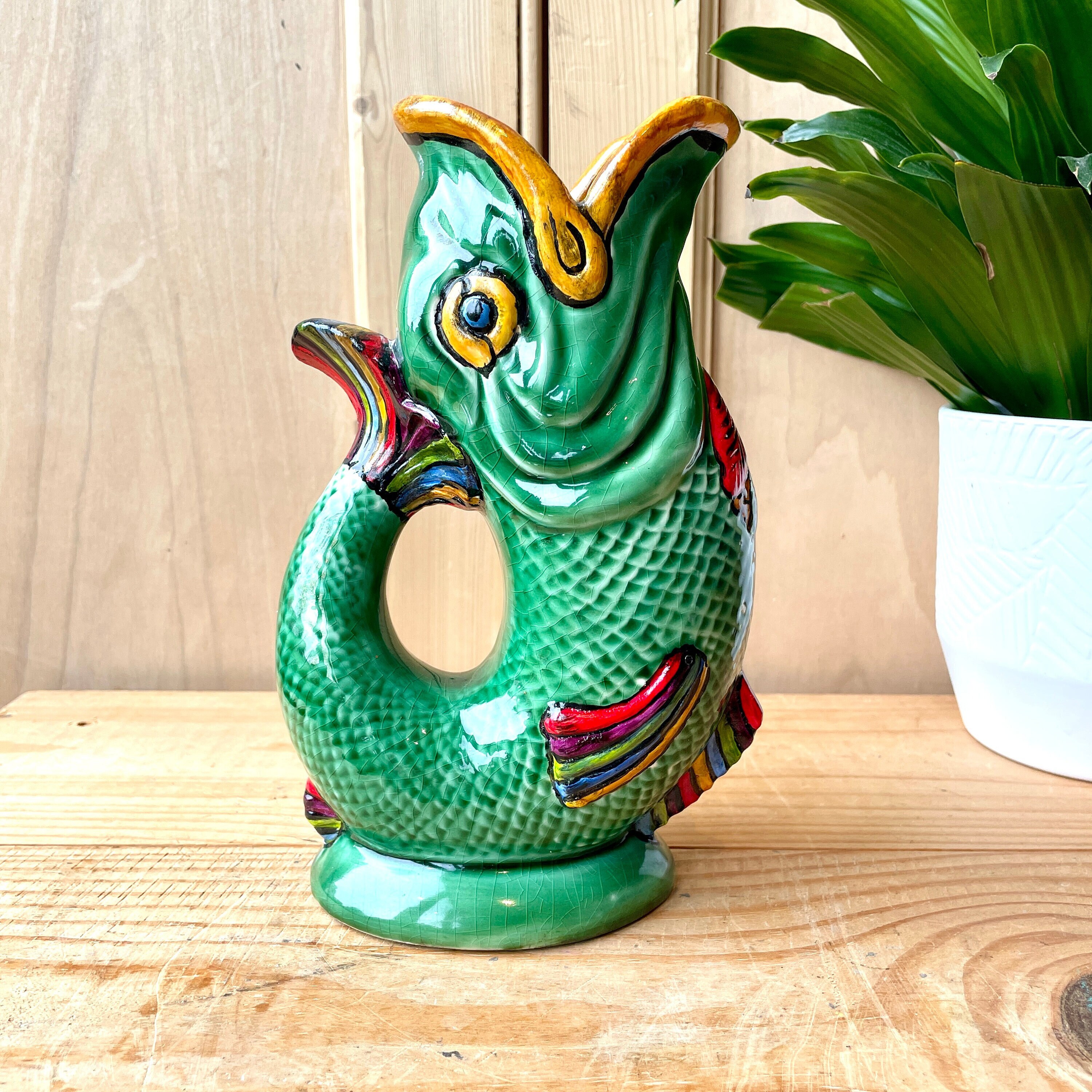スイス ハンドペイント ポット（水差しとしても）（Vintage Gurgle Jug 