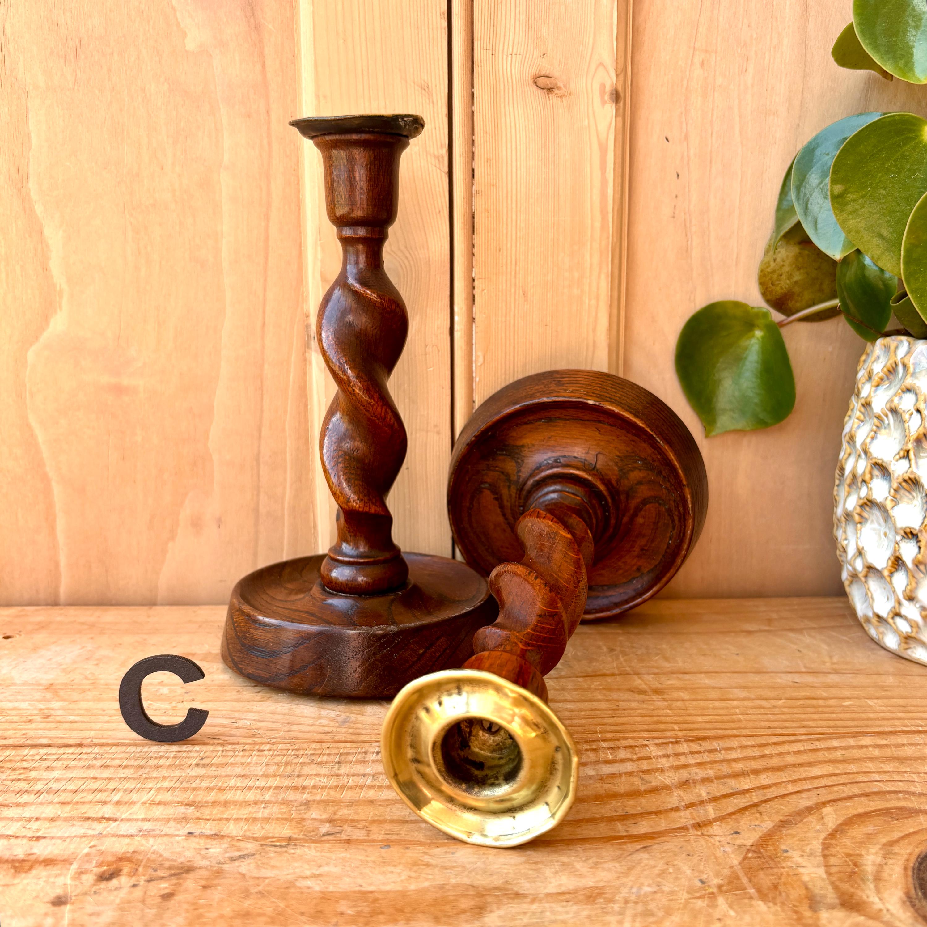 Antique Candlestick Holders | Barley Twist Candlesticks | Turned