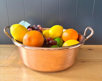 Large Antique French Copper pan with Solid Brass handles, Copper Champagne bucket, Large Copper fruit bowl