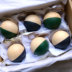 6 Scandi style wooden Christmas tree baubles, Christmas decorations, sustainable Christmas decor image 8
