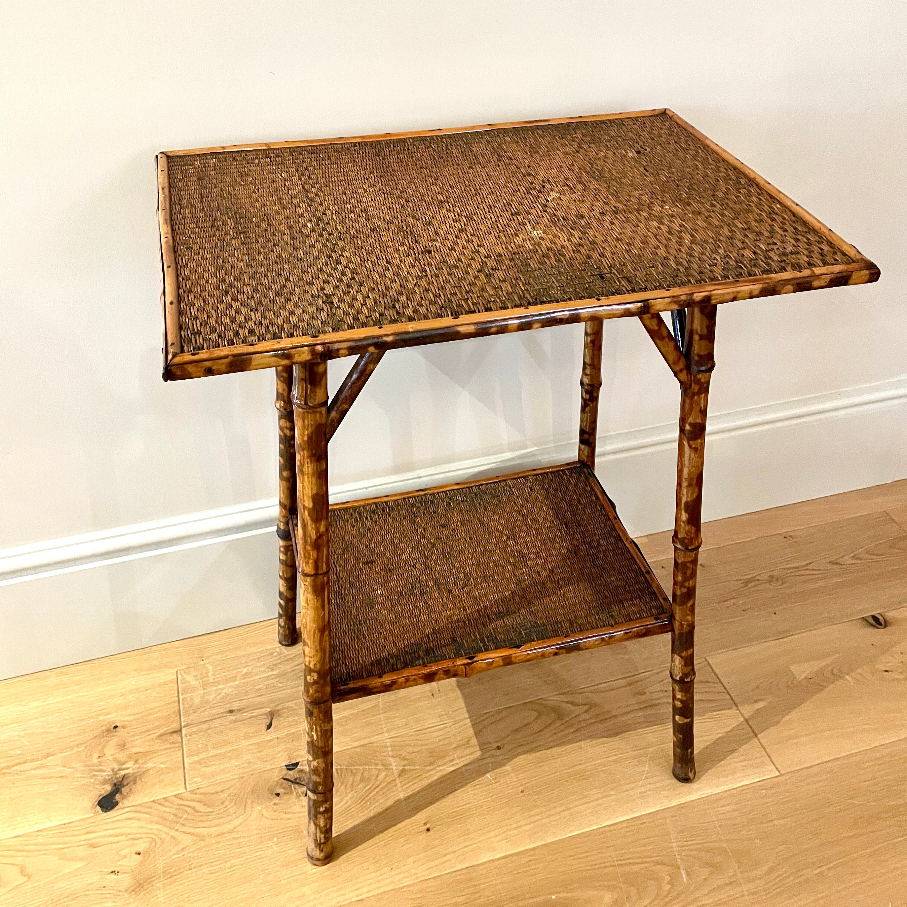 Antique Victorian Tiger Bamboo Two Tier Side Table Antique Etsy