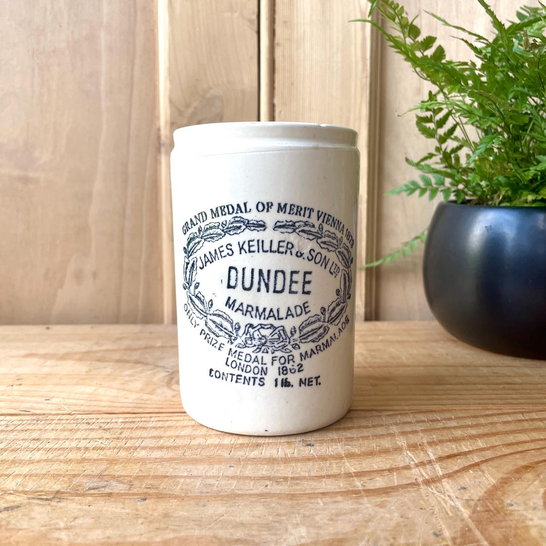 Victorian James Keiller Dundee Marmalade Pot, Stoneware Victorian James Keiller Dundee Marmalade Pot, Stoneware