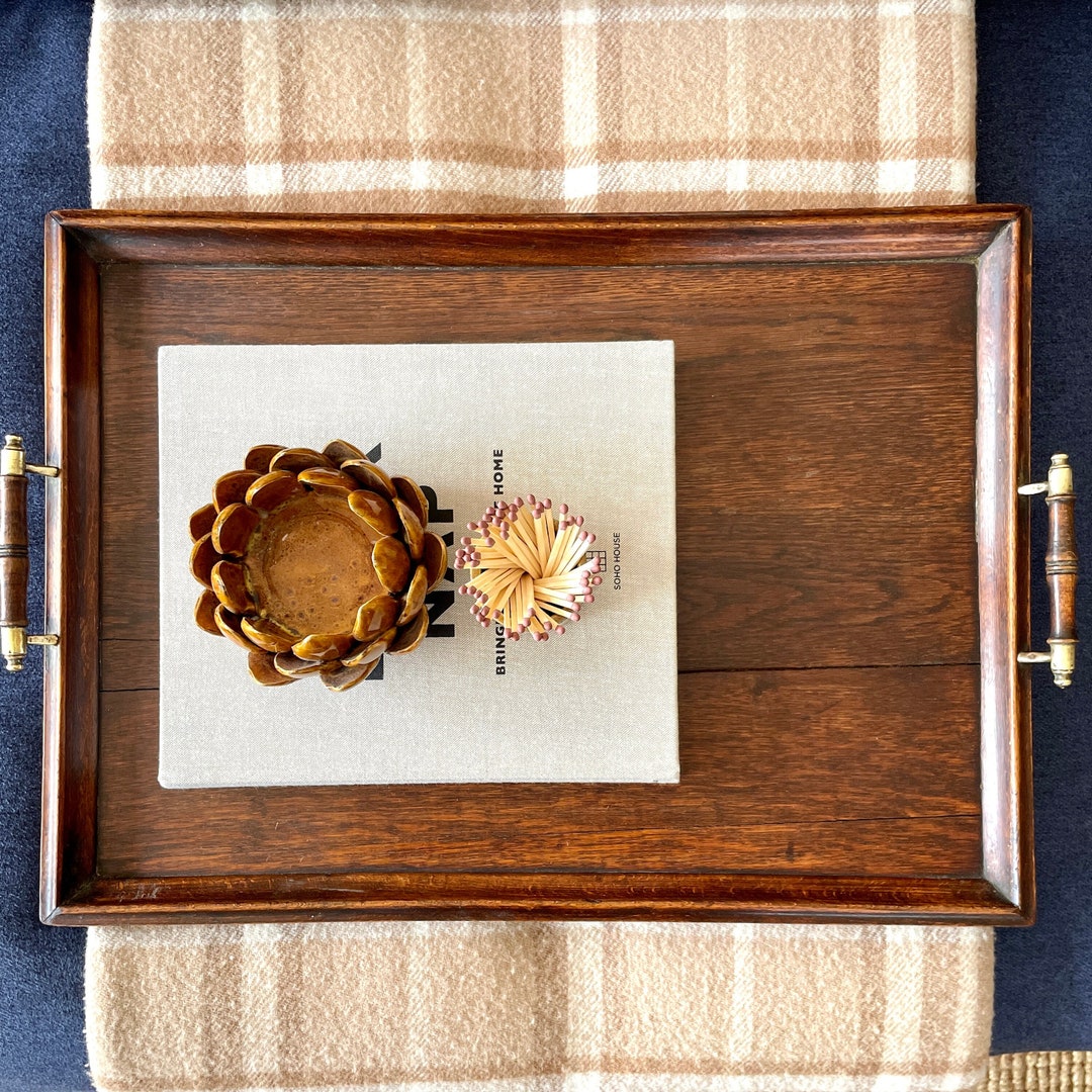 Vintage Wood Tray with Handle