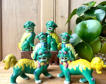 Vintage Foo Dogs | Fu Dogs Glazed Foo Dogs | Collectable Chinese Ceramics | Home Decor