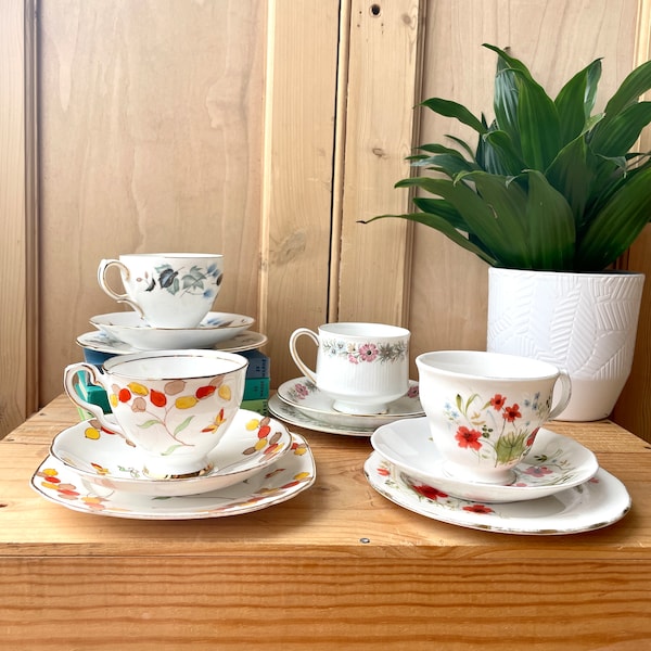 Vintage Tea Cup trio, Teacup, saucer and side plate trio, Vintage Teas, Afternoon tea set