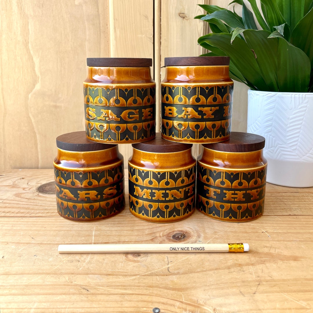 Vintage Hornsea Heirloom Herb Storage Jars Set of Five Etsy UK
