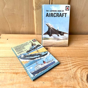 Vintage Early Ladybird Books, Merchant Ships & Aircraft set of two books, collectable books, childrens books,