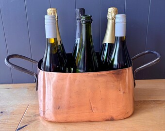 Antique French Copper Daubiere | Antique Copper Wine Cooler | Very Heavy French Copper Pot.
