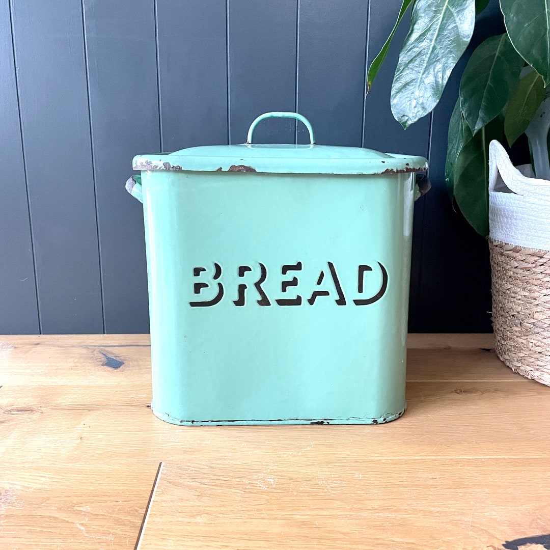 Vintage Enamel Bread Bin Green and Black Enamel Bread Bin Etsy