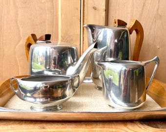 Picquot ware 5 piece tea and coffee set, Midcentury design, Tea and Coffee set, 1950s Kitchenalia