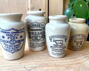 Vintage Cream Bottle, Stoneware Rich Cream glaze bottle, Stoneware bottles, Old Pot Bottles, Small Vintage Bottles, Stamped cream bottles