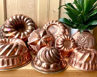 Vintage Copper Molds, Fruit Bowl, Blancmange Pudding Mold, Kitchen