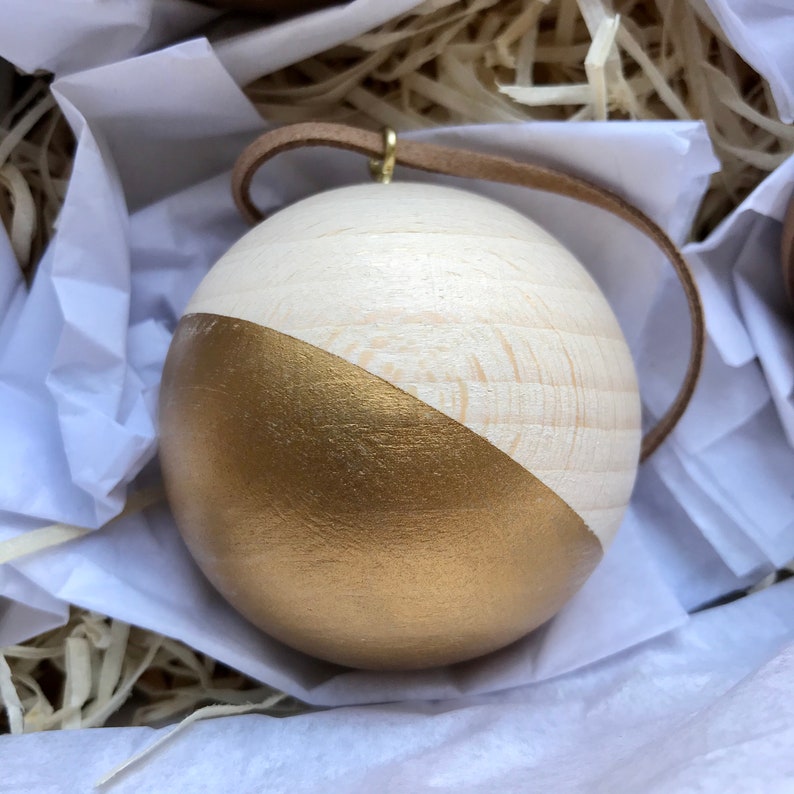 6 Scandi style wooden Christmas tree baubles, Christmas decorations, sustainable Christmas decor image 2
