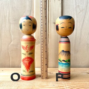 Vintage Japanese Kokeshi dolls, Japanese wooden Kokeshi dolls, Original Japanese wooden dolls, vintage far east decor, Large Kokeshi dolls. image 9
