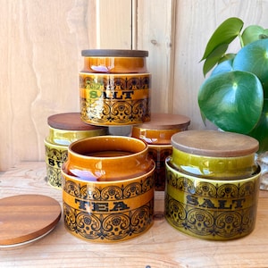 Hornsea Scroll Storage Jars, Hornsea Scroll Tea, Coffee & Salt, Hornsea Cannisters, Kitchen Storage, Sustainable Storage