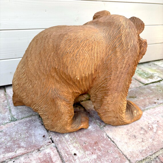 Large Wooden Hokkaido Kibori Kuma Bear, Japanese Ainu Hand Carved