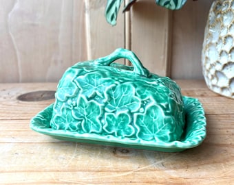 Vintage SylvaC 2088 Green Butter Dish |  1950's Butter Dish | SylvaC Covered Butter Dish Ivy Pattern