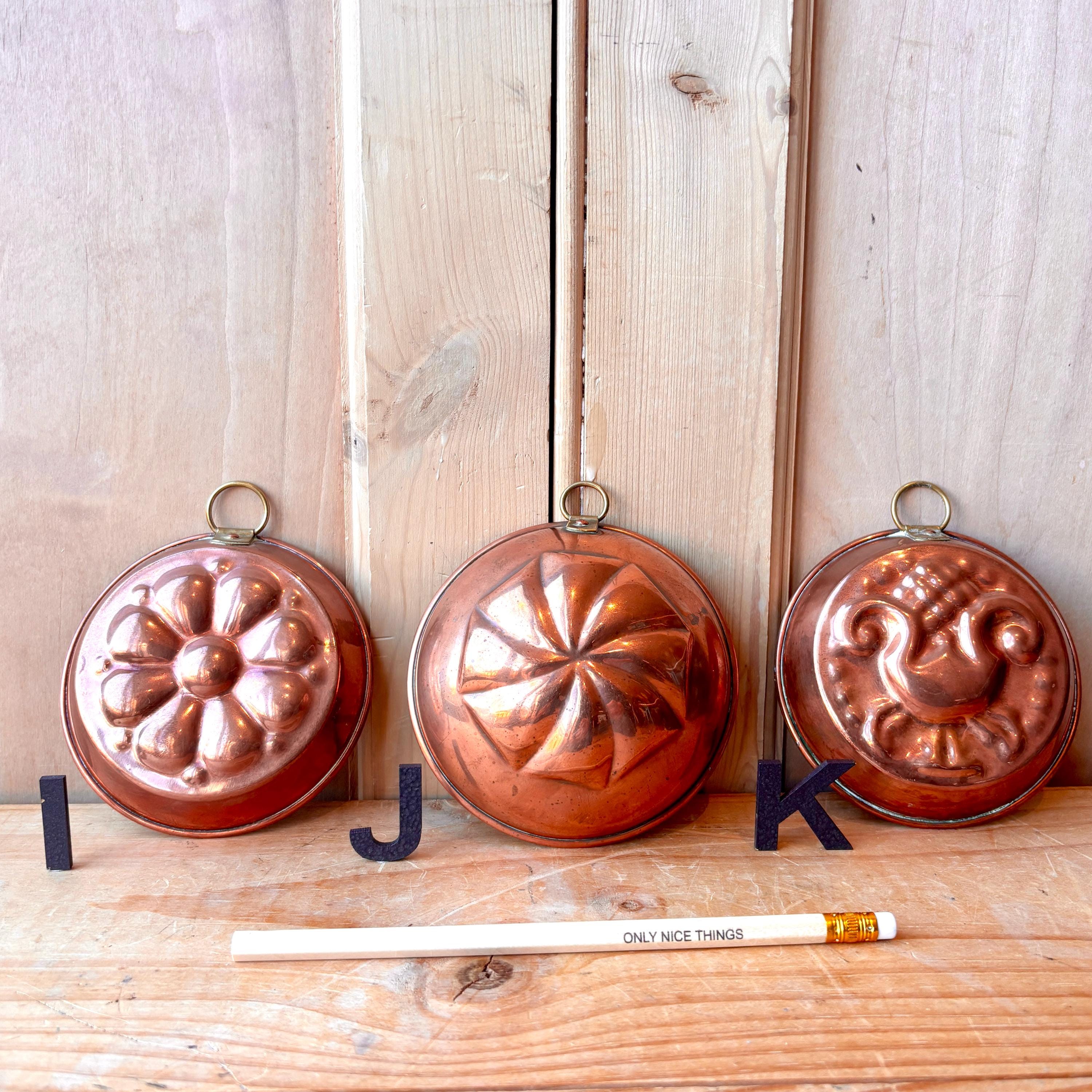 Vintage Copper Molds, Fruit Bowl, Blancmange Pudding Mold, Kitchen