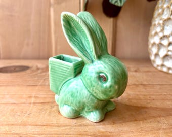 Rare vintage SylvaC bunny rabbit match pot model 1064 | Vintage SylvaC Small green bunny | Rare SylvaC bunny