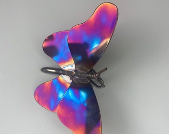 Stainless steel iridium coloured rainbow wall mounted butterfly