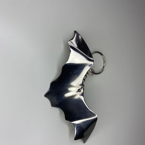 Mirror Polished Stainless steel bat keyring.