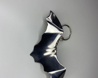 Mirror Polished Stainless steel bat keyring.