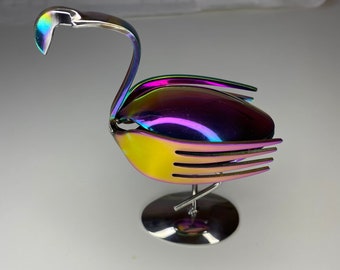 Iridium rainbow flamingo made from cutlery