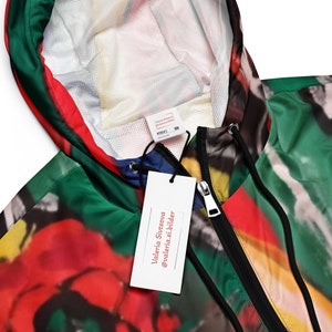Cropped, women&#39;s windbreaker, for women, unisex, jacket, windbreaker, Valeria Sivtsova, autumn, painting, flowers, wreath, rule sheet, Ukraine