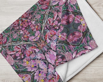 Bedspread, pink, flowers, designer piece, Valeria Sivtsova, warm, blanket, couch blanket, designer piece, living, apartment, pink, plush, beautiful