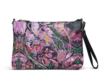 Shoulder bag, pink, flowers, handbag, designer bag, Valeria Sivtsova, artist bag, artist, bushes