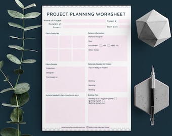 Quilt Project Planning Work Sheet | PDF Printable Download | Quilting Journal Log Template for Quilters, Sewers and Hobbyists