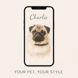 Custom Digital Watercolor Pet Portrait | Phone Screen Format | Personalized Pet Artwork from Your Photo | Dog & Cat Gift-Gift For Him-Her