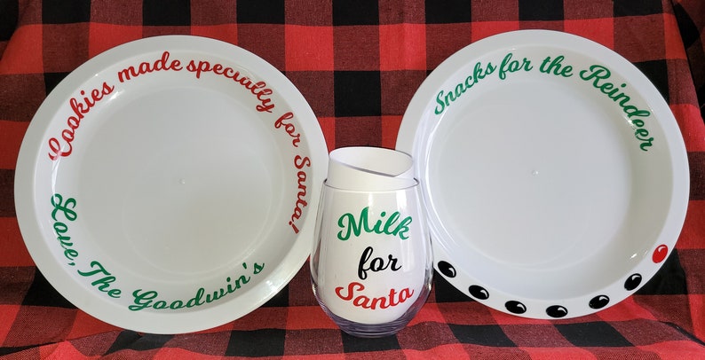 Christmas Cookie Plate Family Gift Shatterproof Milk and Cookies for Santa Set Milk and Cookies Carrots For Reindeer Christmas Decor