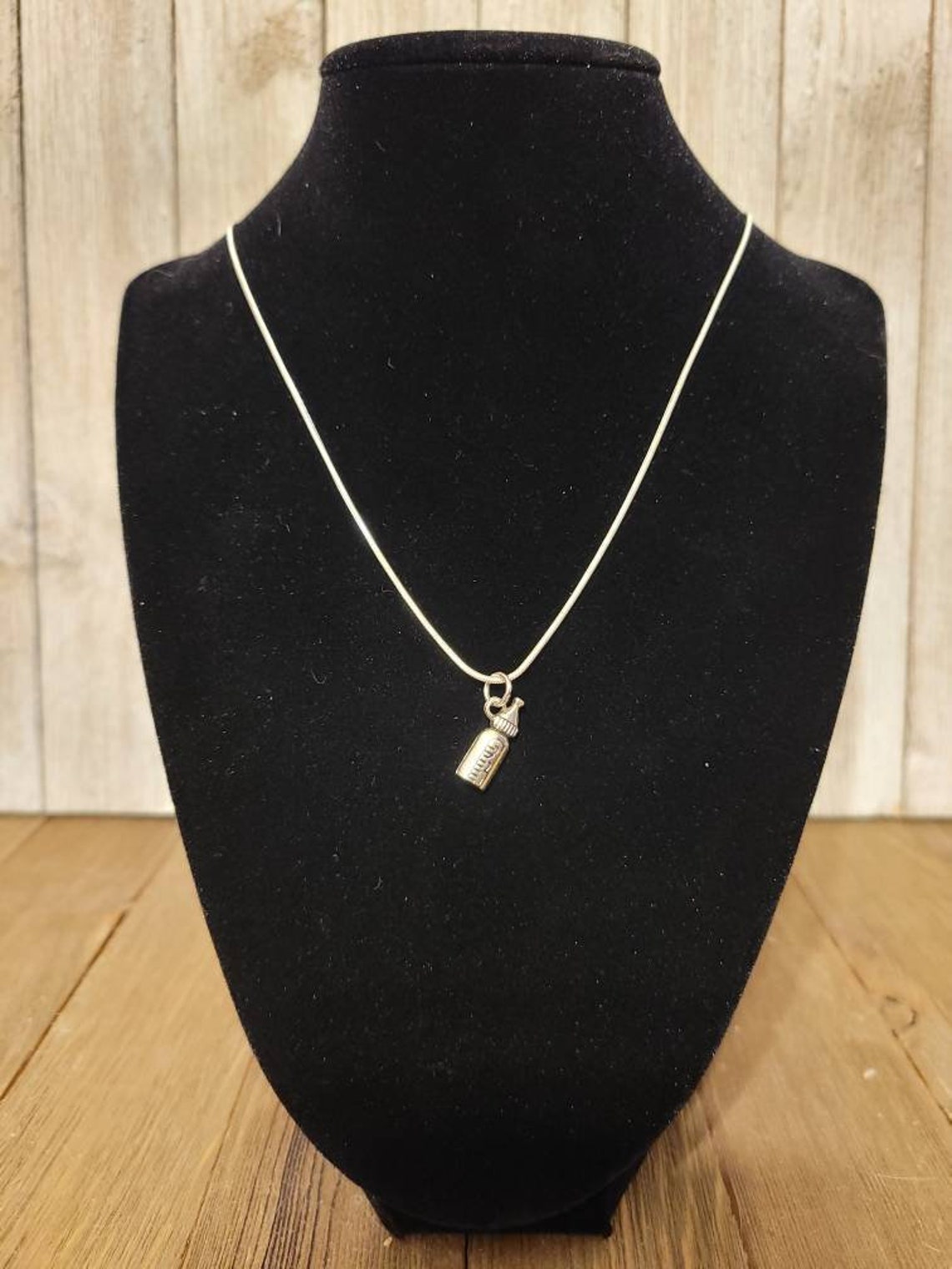 Baby Bottle Pendant Necklace 18 Inch Pewter Charm Necklace Etsy UK