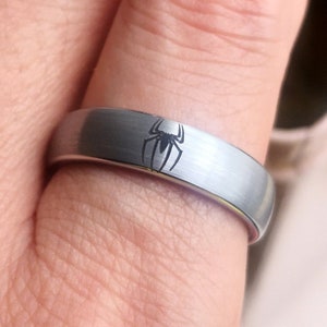 Spiderman Marvel-ring zilver/zwart/goud/rosé/blauw, aangepaste logoring, cadeau Marvel-fans