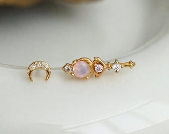 Pendientes de anime de luna creciente, joyas de princesa lunar
