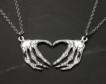 Skeleton Heart Hands Necklaces, Matching Necklaces For Couples, Promise Gift