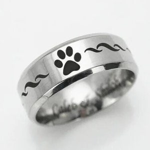 Custom Paw Print Ring- Engraved Pet Name Ring- Personalized Pet Ring- Pet Owner Gift- Dog Cat Loss Keepsake - Memorial Gift- Pets Mom Dad