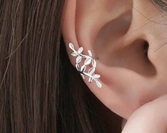 Leaves Ear Cuffs - Ear Cuff No Piercing - Gold Ear Cuffs - Ear Cuff Non Pierced - Ear Crawler Earrings - Conch Piercing - Fake Piercings