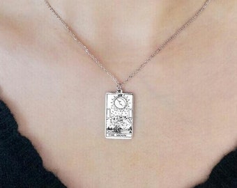 Tarot Card Necklace, Best Friend Birthday Gift, High Priestess-The Moon-The Fool-The Lovers-Temperance-The Star-Strength-The Hermit-Magician