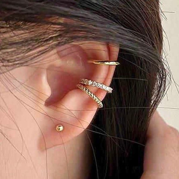 Mehrere Ohrmanschetten - Ear Cuff Kein Piercing - Gold Ohr Manschetten - Ear Cuff Nicht Durchbohrt - Ear Crawler Ohrringe - Conch Piercing - Fake Piercings