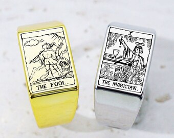 Tarot Card Ring 22 CARDS, Best Friend Birthday Gift, Summer Jewelry, Gift for Darling, Dainty Tag Pendant Ring, Spiritual Jewelry