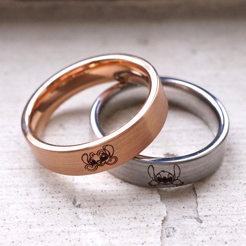Stitch & Angel Couple Rings, Ohana Ring, Best Friend Jewelry, Matching ...