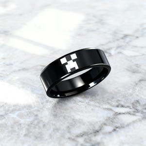 Minecraft Rings for Couple, Minecraft Gaming Inspired Rings, Custom Engraved Gift for Couple, Personalized Rings for Engagement, Pixel Game image 4