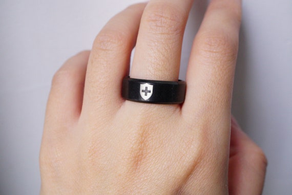 Lieson Anello in Acciaio Inossidabile Nero, Anello di Fidanzamento Uomo Fibra di Carbonio 8MM Anello Incisione Personalizzata Misura 15