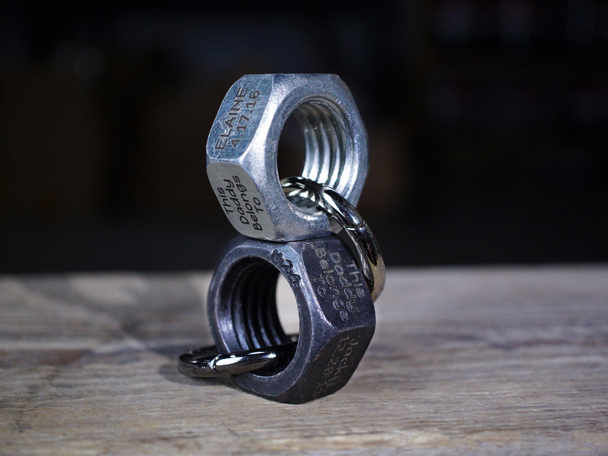 Nut Keychain Personalized Keychain for Men, Unique Father's Day Gift, Silver Screw ...