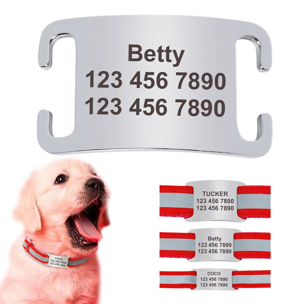 Slide on Dog Tag Personalized ID- Custom Name Engraved Stainless Steel ...