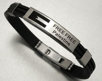 Free Palestine Bracelet - I Stand With Palestine Cuff- Justice for Palestine - Custom Palestinian Jewelry - Silicone Wristband